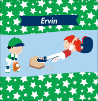 Thumbnail for Personalized Baseball Shower Curtain IX - Green Background - Redhead Boy - Decorate View