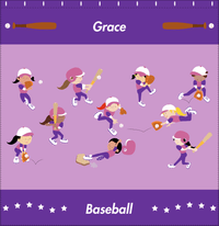 Thumbnail for Personalized Baseball Shower Curtain XIV - Girls Team - Purple Background - Decorate View