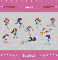 Thumbnail for Personalized Baseball Shower Curtain XIV - Girls Team - Grey Background - Decorate View