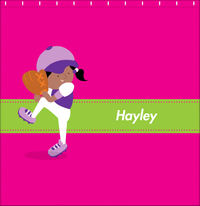 Thumbnail for Personalized Baseball Shower Curtain XVI - Pink Background - Black Girl II - Decorate View