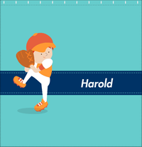 Thumbnail for Personalized Baseball Shower Curtain XVII - Teal Background - Redhead Boy - Decorate View