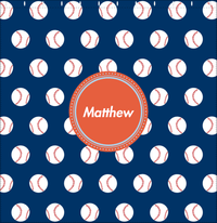 Thumbnail for Personalized Baseball Shower Curtain XXIV - Blue Background - Circle Nameplate - Decorate View