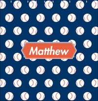 Thumbnail for Personalized Baseball Shower Curtain XXIV - Blue Background - Decorative Rectangle Nameplate - Decorate View