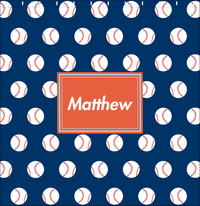 Thumbnail for Personalized Baseball Shower Curtain XXIV - Blue Background - Rectangle Nameplate - Decorate View