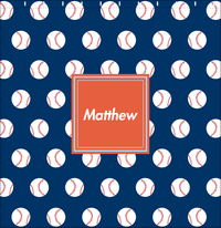 Thumbnail for Personalized Baseball Shower Curtain XXIV - Blue Background - Square Nameplate - Decorate View