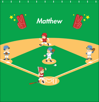 Thumbnail for Personalized Baseball Shower Curtain XXV - Green Background - Blond Boy - Decorate View