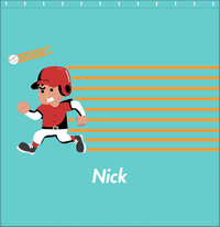 Thumbnail for Personalized Baseball Shower Curtain XXVI - Teal Background - Black Boy I - Decorate View