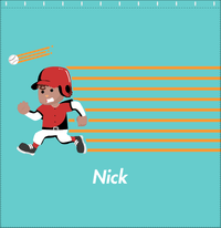 Thumbnail for Personalized Baseball Shower Curtain XXVI - Teal Background - Black Boy II - Decorate View