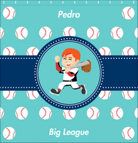 Thumbnail for Personalized Baseball Shower Curtain XXVIII - Teal Background - Redhead Boy - Decorate View