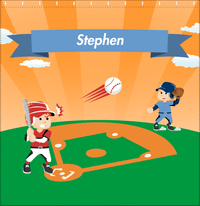 Thumbnail for Personalized Baseball Shower Curtain XXIX - Orange Background - Redhead Boy - Decorate View
