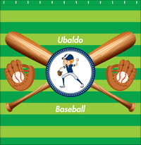 Thumbnail for Personalized Baseball Shower Curtain XXXII - Green Background - Blond Boy - Decorate View