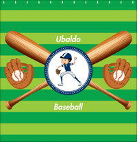 Thumbnail for Personalized Baseball Shower Curtain XXXII - Green Background - Black Hair Boy - Decorate View