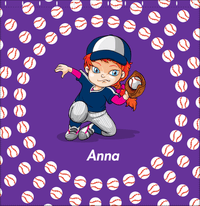 Thumbnail for Personalized Baseball Shower Curtain XXXV - Purple Background - Redhead Girl - Decorate View