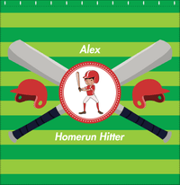 Thumbnail for Personalized Baseball Shower Curtain XXXVI - Green Background - Black Boy I - Decorate View