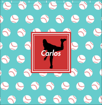 Thumbnail for Personalized Baseball Shower Curtain XXXVIII - Teal Background - Silhouette I - Decorate View
