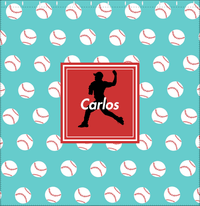 Thumbnail for Personalized Baseball Shower Curtain XXXVIII - Teal Background - Silhouette II - Decorate View