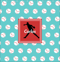 Thumbnail for Personalized Baseball Shower Curtain XXXVIII - Teal Background - Silhouette III - Decorate View