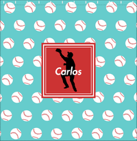 Thumbnail for Personalized Baseball Shower Curtain XXXVIII - Teal Background - Silhouette IV - Decorate View