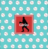 Thumbnail for Personalized Baseball Shower Curtain XXXVIII - Teal Background - Silhouette V - Decorate View