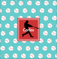 Thumbnail for Personalized Baseball Shower Curtain XXXVIII - Teal Background - Silhouette VI - Decorate View