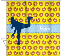 Thumbnail for Personalized Baseball Shower Curtain XLI - Yellow Background - Silhouette I - Hanging View