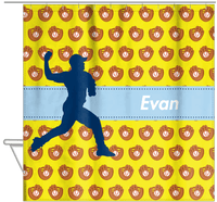 Thumbnail for Personalized Baseball Shower Curtain XLI - Yellow Background - Silhouette II - Hanging View