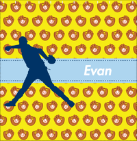 Thumbnail for Personalized Baseball Shower Curtain XLI - Yellow Background - Silhouette III - Decorate View