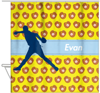 Thumbnail for Personalized Baseball Shower Curtain XLI - Yellow Background - Silhouette III - Hanging View