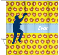 Thumbnail for Personalized Baseball Shower Curtain XLI - Yellow Background - Silhouette IV - Hanging View