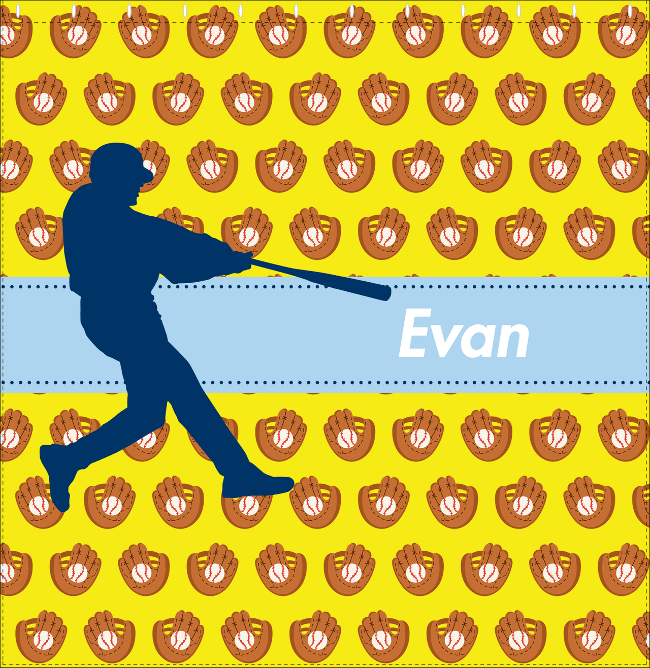 Personalized Baseball Shower Curtain XLI - Yellow Background - Silhouette VI - Decorate View