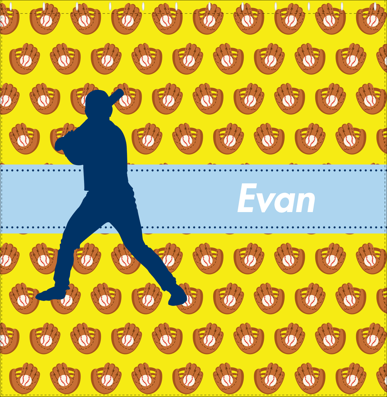 Personalized Baseball Shower Curtain XLI - Yellow Background - Silhouette VII - Decorate View