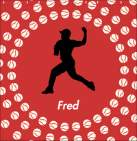 Thumbnail for Personalized Baseball Shower Curtain XLII - Red Background - Silhouette II - Decorate View