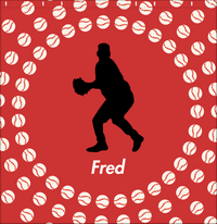 Thumbnail for Personalized Baseball Shower Curtain XLII - Red Background - Silhouette V - Decorate View