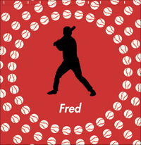Thumbnail for Personalized Baseball Shower Curtain XLII - Red Background - Silhouette VII - Decorate View