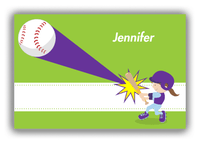 Thumbnail for Personalized Baseball Canvas Wrap & Photo Print VI - Green Background - Brunette Girl - Front View