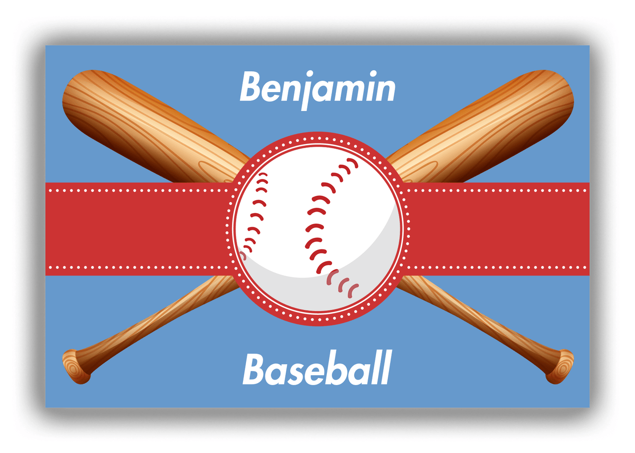 Personalized Baseball Canvas Wrap & Photo Print VII - Blue Background - Front View