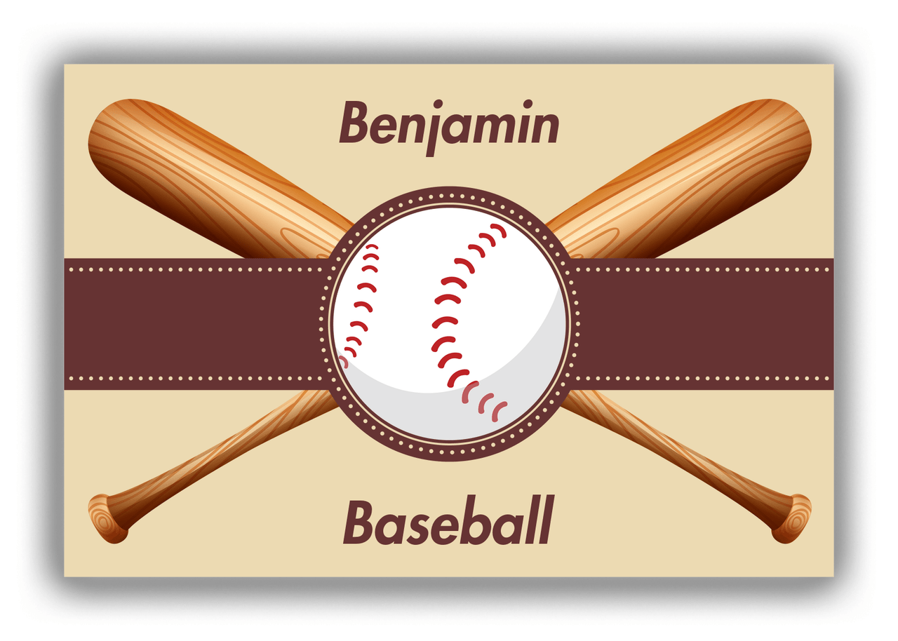 Personalized Baseball Canvas Wrap & Photo Print VII - Brown Background - Front View