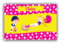 Thumbnail for Personalized Baseball Canvas Wrap & Photo Print VIII - Pink Background - Blonde Girl - Front View