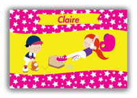 Thumbnail for Personalized Baseball Canvas Wrap & Photo Print VIII - Pink Background - Redhead Girl - Front View