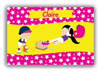 Thumbnail for Personalized Baseball Canvas Wrap & Photo Print VIII - Pink Background - Black Hair Girl - Front View