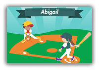 Thumbnail for Personalized Baseball Canvas Wrap & Photo Print X - Teal Background - Brunette Girl - Front View
