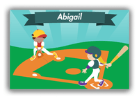 Thumbnail for Personalized Baseball Canvas Wrap & Photo Print X - Teal Background - Blonde Girl - Front View