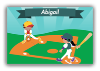 Thumbnail for Personalized Baseball Canvas Wrap & Photo Print X - Teal Background - Black Girl - Front View