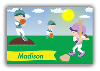 Thumbnail for Personalized Baseball Canvas Wrap & Photo Print XII - Blue Background - Brunette Girl - Front View