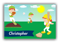 Thumbnail for Personalized Baseball Canvas Wrap & Photo Print XIII - Teal Background - Redhead Boy - Front View
