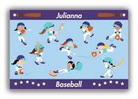 Thumbnail for Personalized Baseball Canvas Wrap & Photo Print XIV - Girls Team - Blue Background - Front View