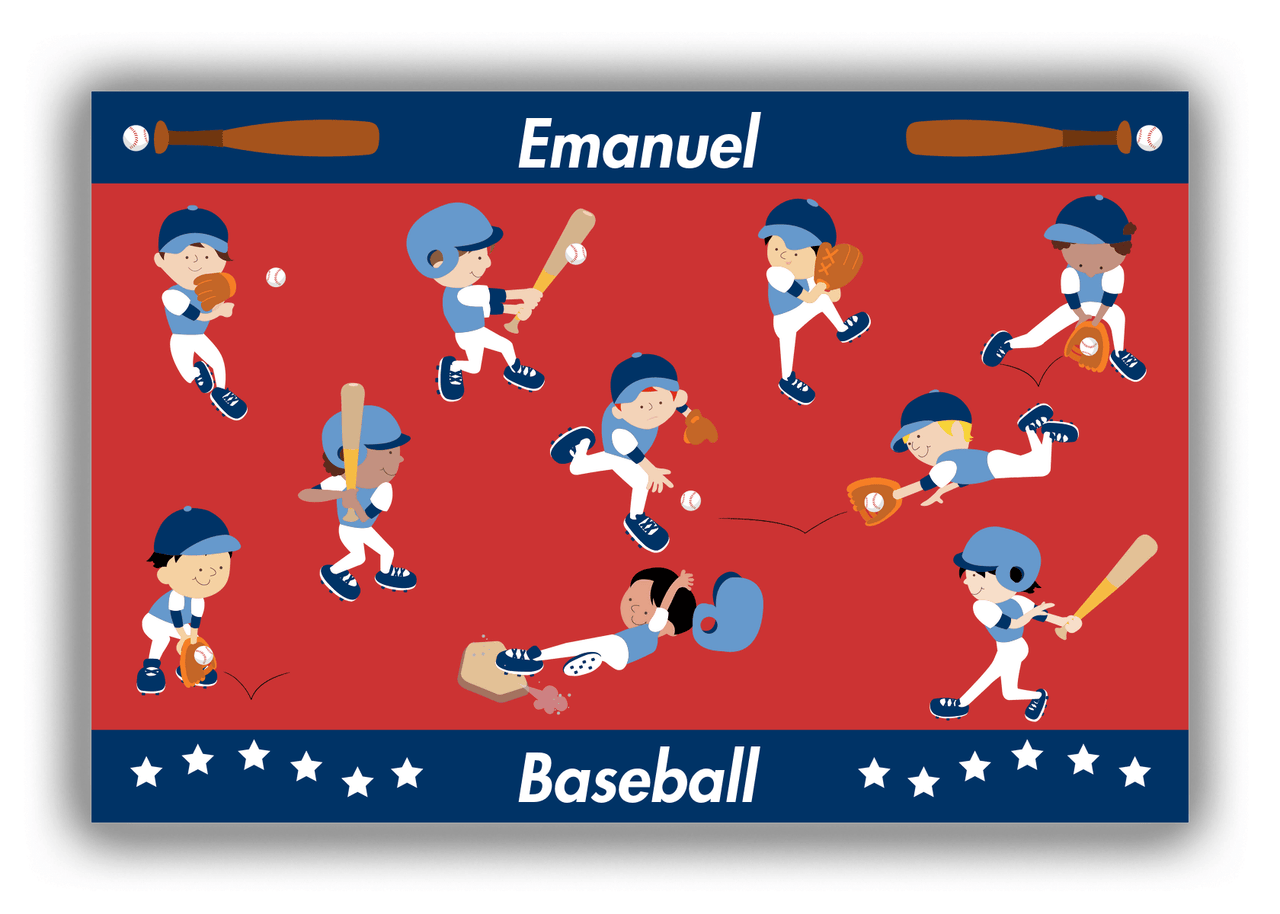 Personalized Baseball Canvas Wrap & Photo Print XV - Boys Team - Red Background - Front View