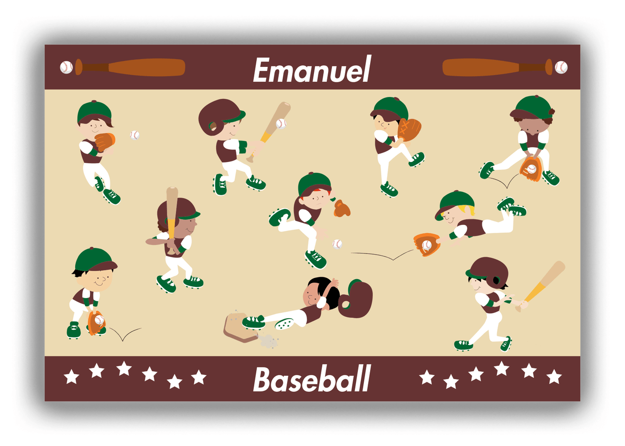 Personalized Baseball Canvas Wrap & Photo Print XV - Boys Team - Brown Background - Front View