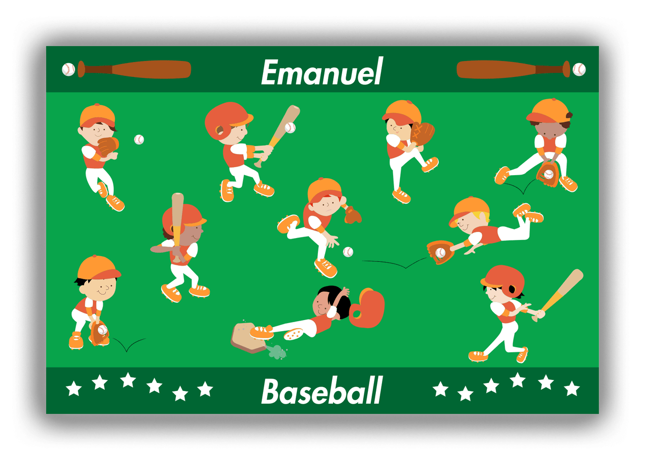 Personalized Baseball Canvas Wrap & Photo Print XV - Boys Team - Green Background - Front View