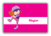 Thumbnail for Personalized Baseball Canvas Wrap & Photo Print XVI - Pink Background - Brunette Girl - Front View